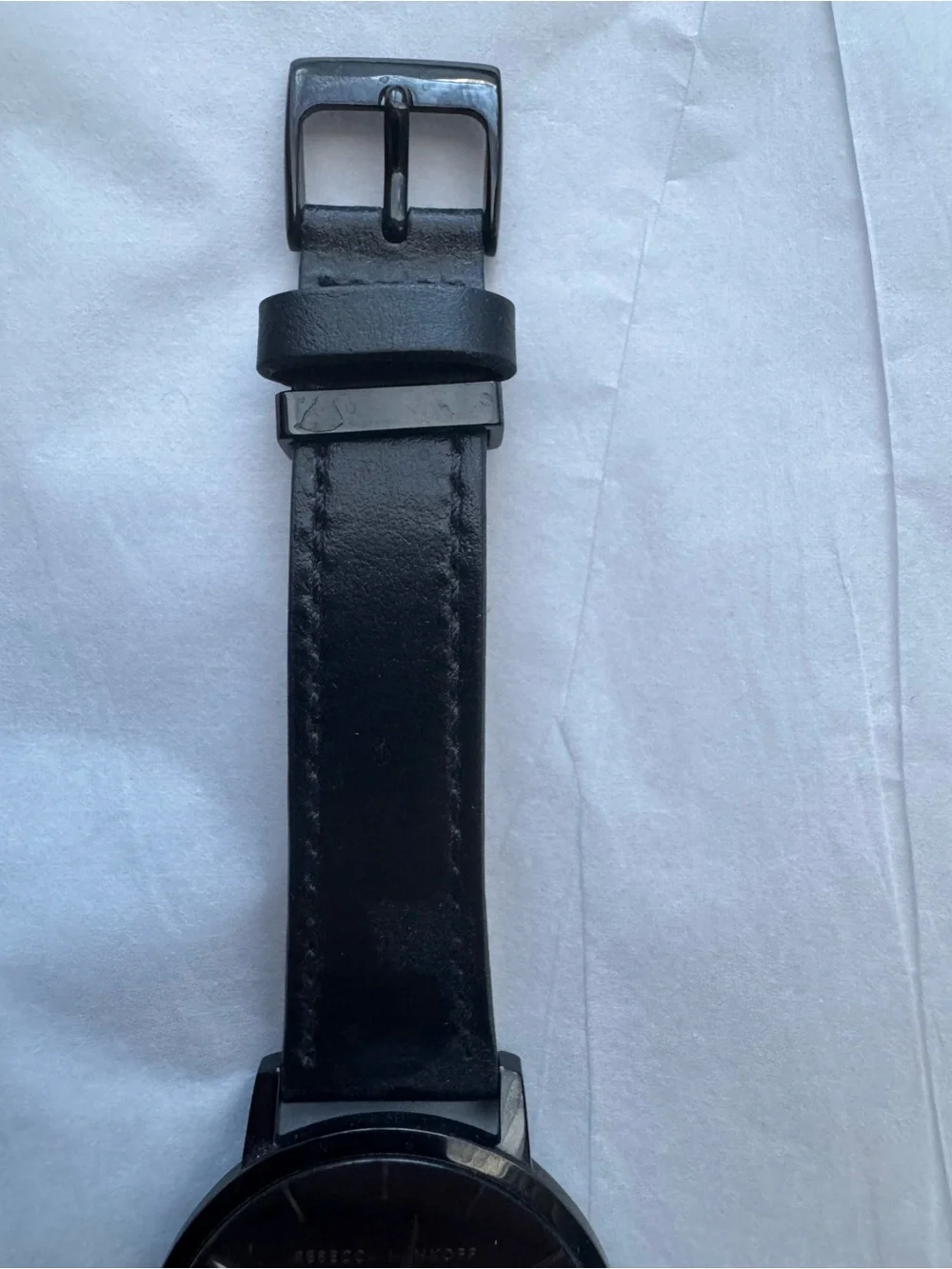 Rebecca Minkoff Black Leather & Black Dial Watch